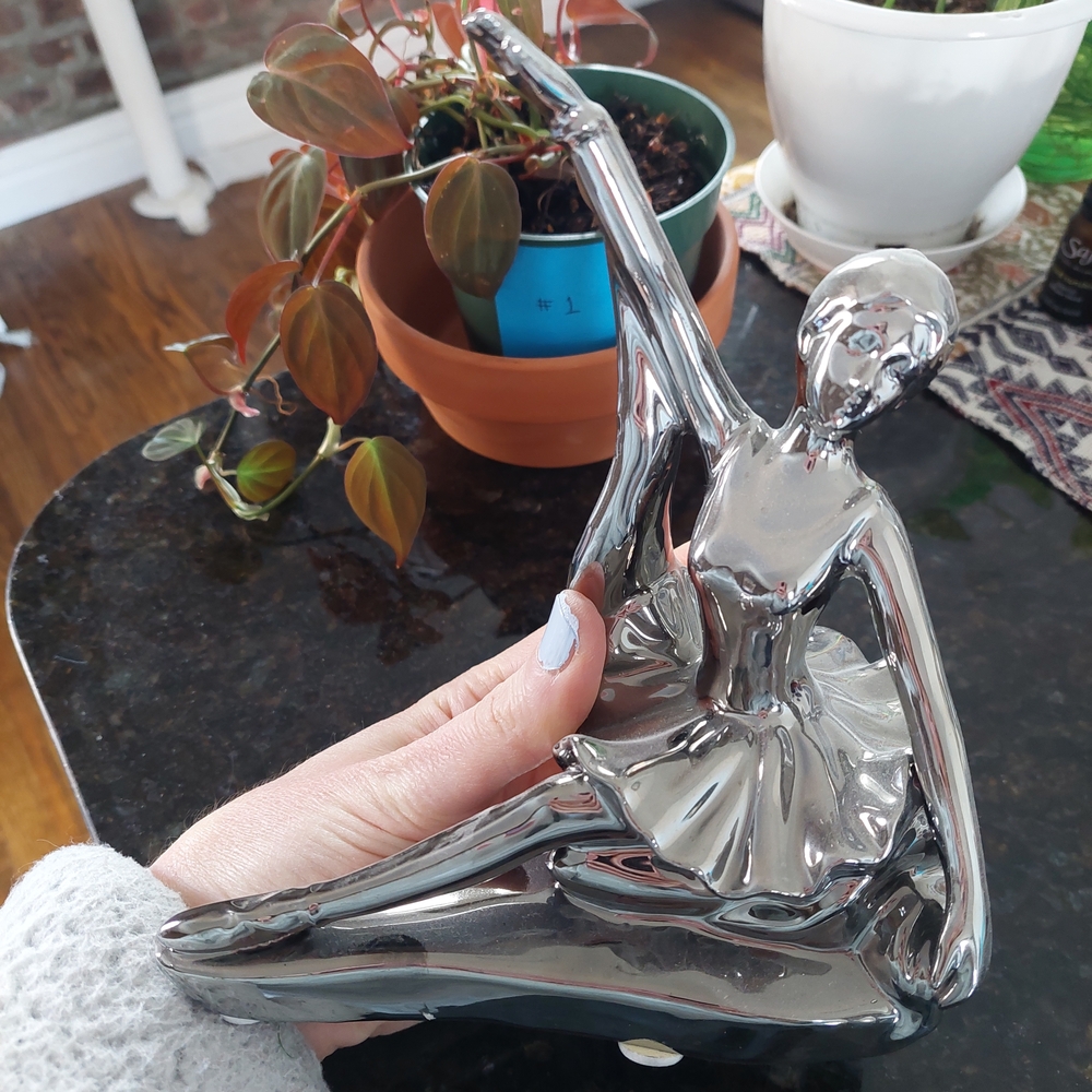 Elegant Silver Ballerina Sculpture - Picture 3 of 12